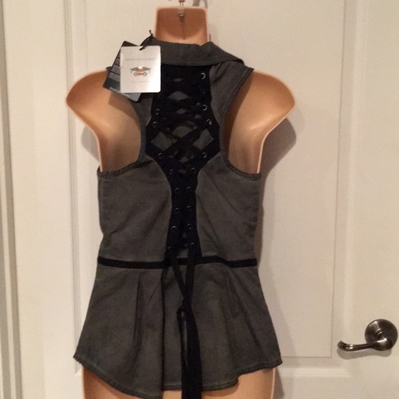 NWT Genuine Harley Davidson Denim Corset Vest - Picture 4 of 6
